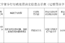 辽宁振兴银行被罚28万元：违反信用信息采集、提供、查询及相关管理规定