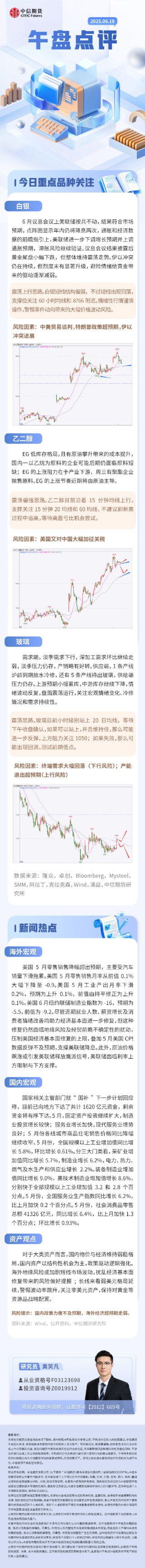 中信期货：午盘点评6.19