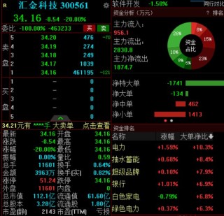 恐被实施退市风险警示，汇金科技超46万手封死跌停