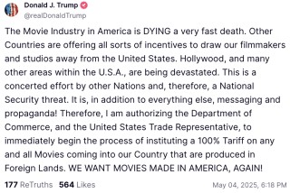 电影关税！特朗普关税大战开辟新战场