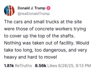 “没有东西被带出设施” 特朗普似乎否认伊朗在袭击发生前转移了铀