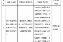 安华农险三家支公司因虚列业务等被罚85万元，一负责人被禁业5年