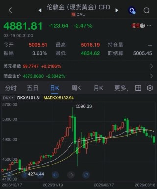 黄金连跌六日创逾一个月新低 或与跨资产重新配置有关