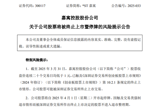 300117，触及强制退市！明天起停牌  第2张