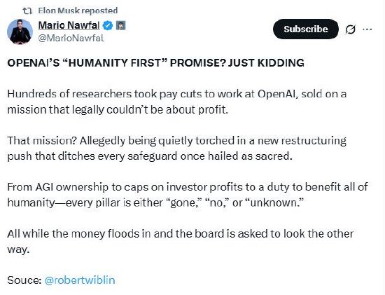 马斯克收购OpenAI受阻 质疑其发展方向  第1张 马斯克收购OpenAI受阻 质疑其发展方向  第1张