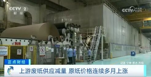 央视报道：纸价涨幅已超25% 下游企业积极应对成本压力  第1张
